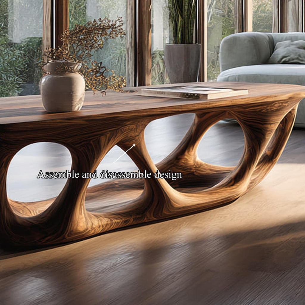 Mid Century Modern Solid Wood Coffee Table, Handmade Living Room Accent Center Table, Model