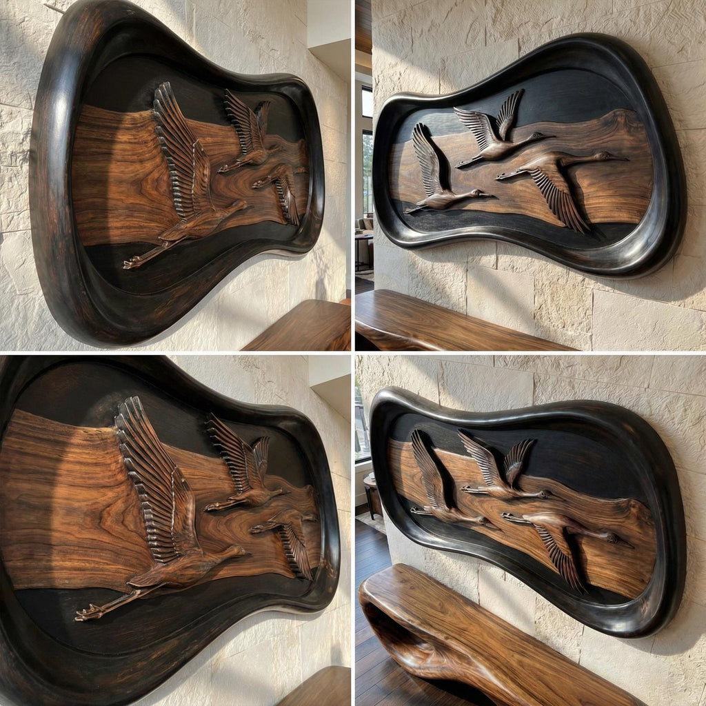 Modern Abstract Wood Sculpture Wall Art Living Room And Lounge