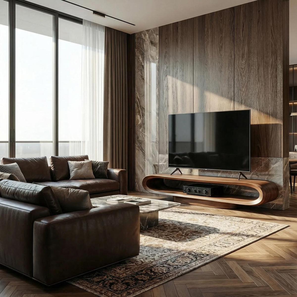 Artistic Curved TV Stand Entertainment Living Room And Lounge