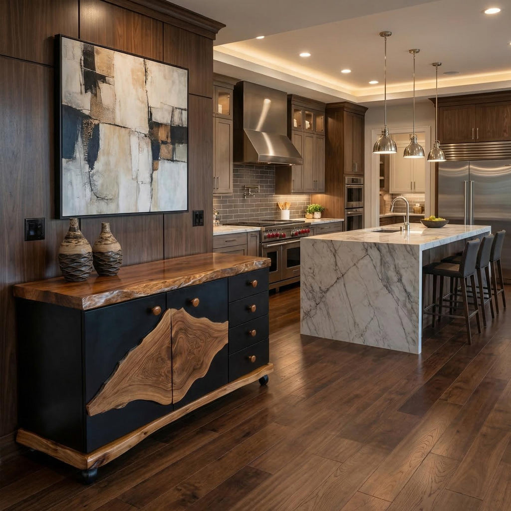 Rustic Live Edge Storage Cabinet Solid Wood Natural Slab Top Design Living Room And Entryway