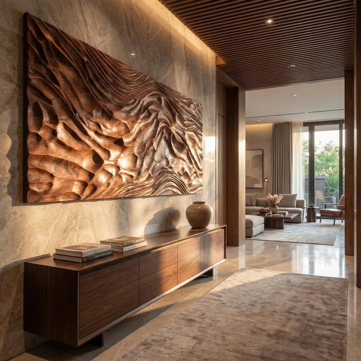 Modern Carved Wood Wall Art Living Room And Lounge
