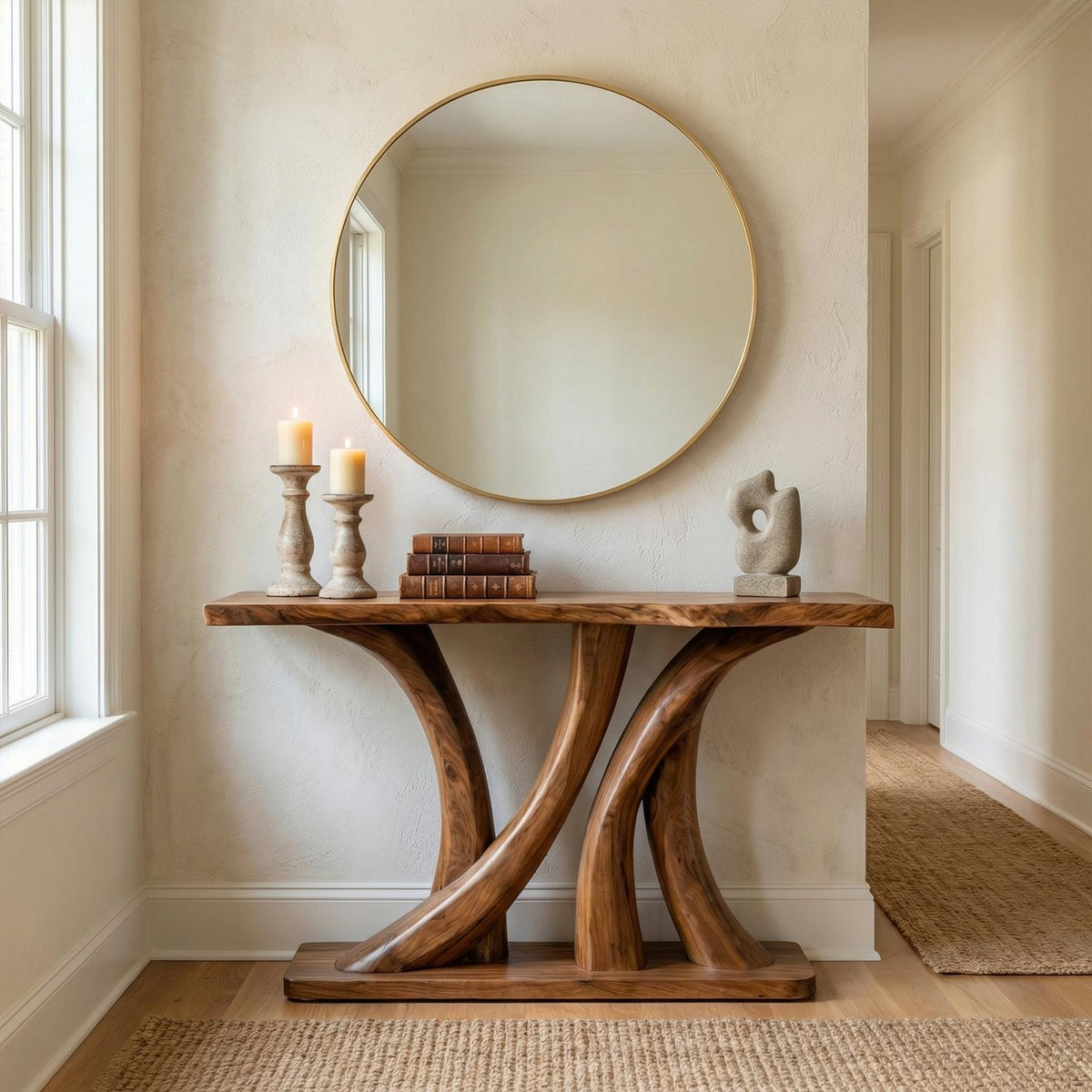 Modern Twin Pedestal Console Table Entryway Hallway Living Room