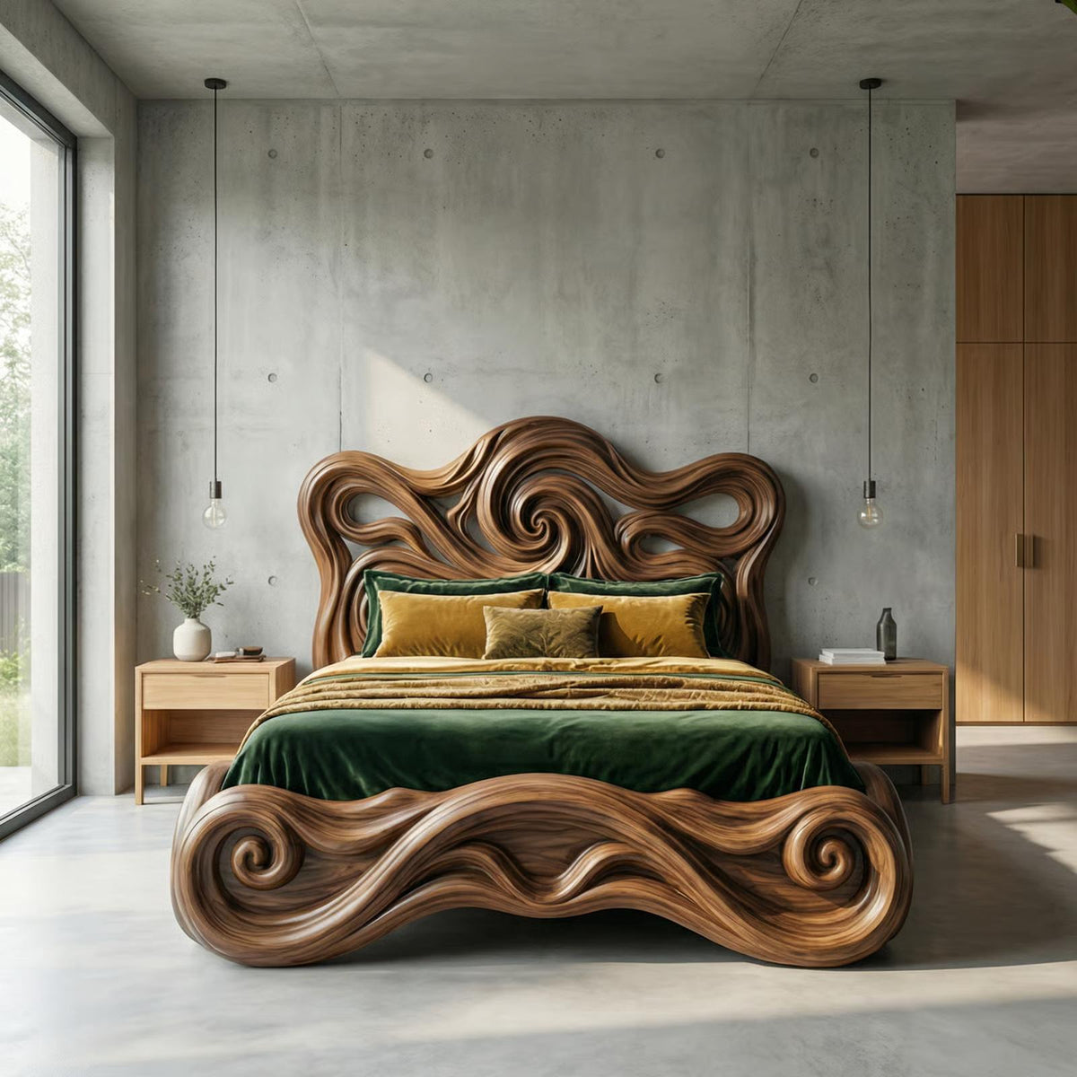Rustic Organic Platform Bed For Bedroom Or Resting Room