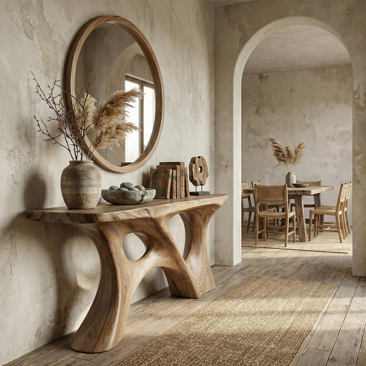 Organic Double Void Console Table Entryway Hallway Living Room