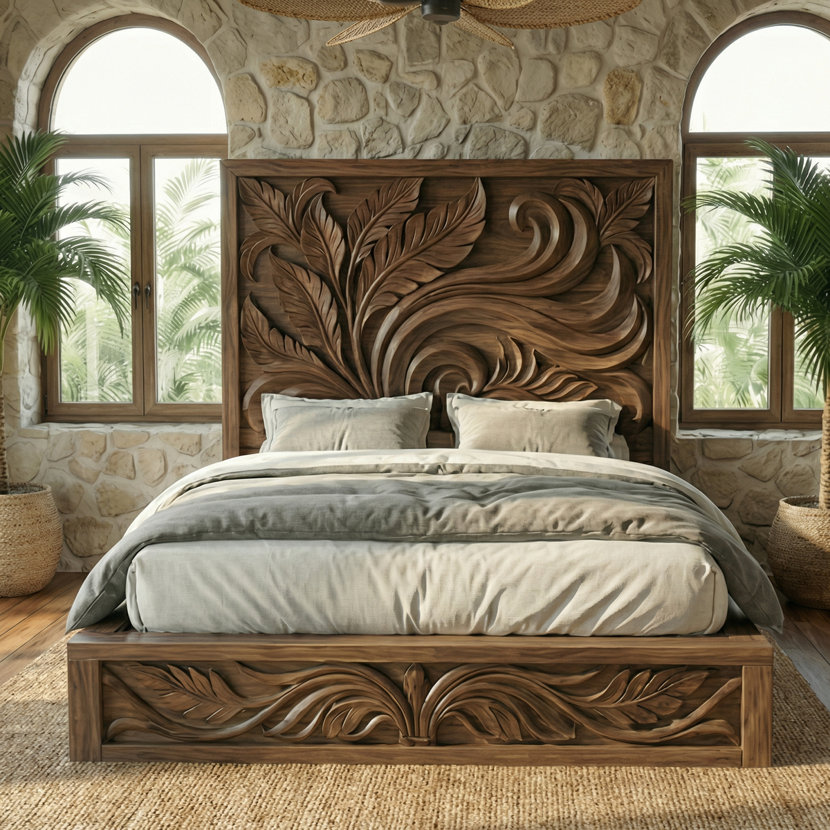 Rustic Artistic King Bed Frame For Bedroom And Private Interior SINLKIWB112