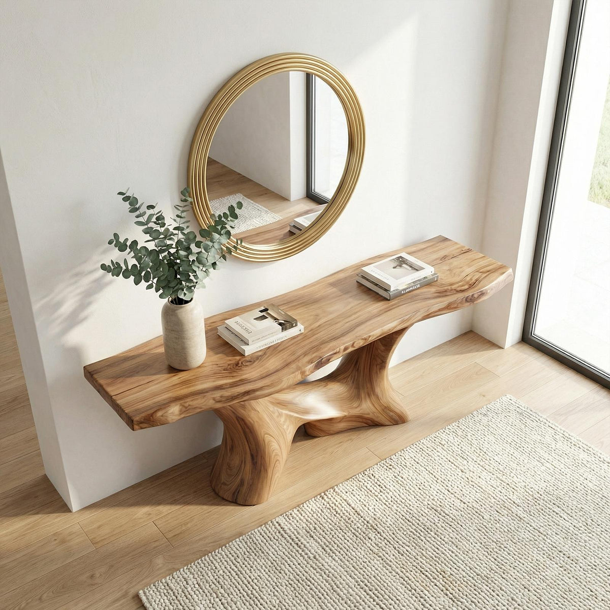 Modern Organic Sculptural Console Table Entryway Hallway Living Room