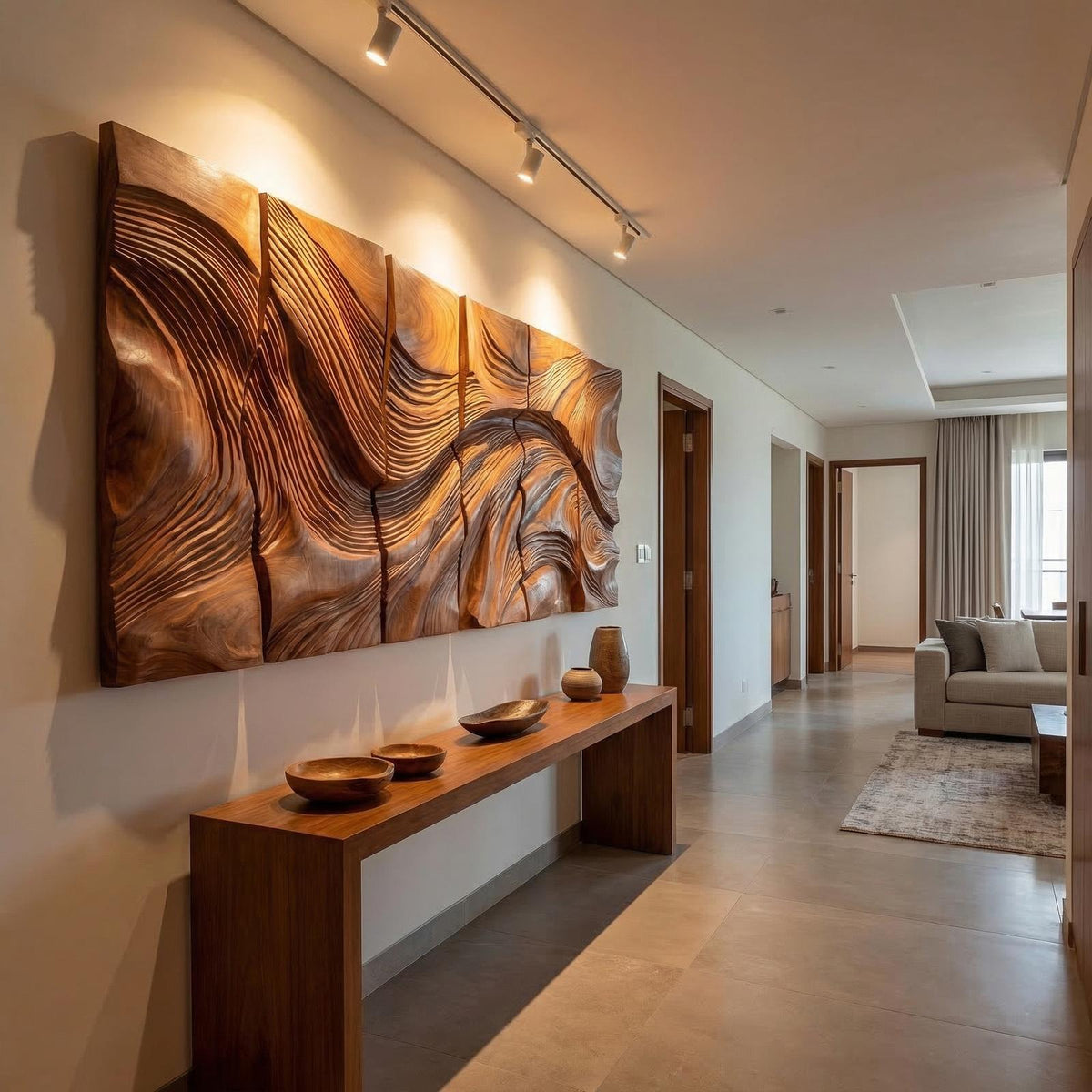 Modern Abstract Carved Wood Wall Art Living Room Wall Decor
