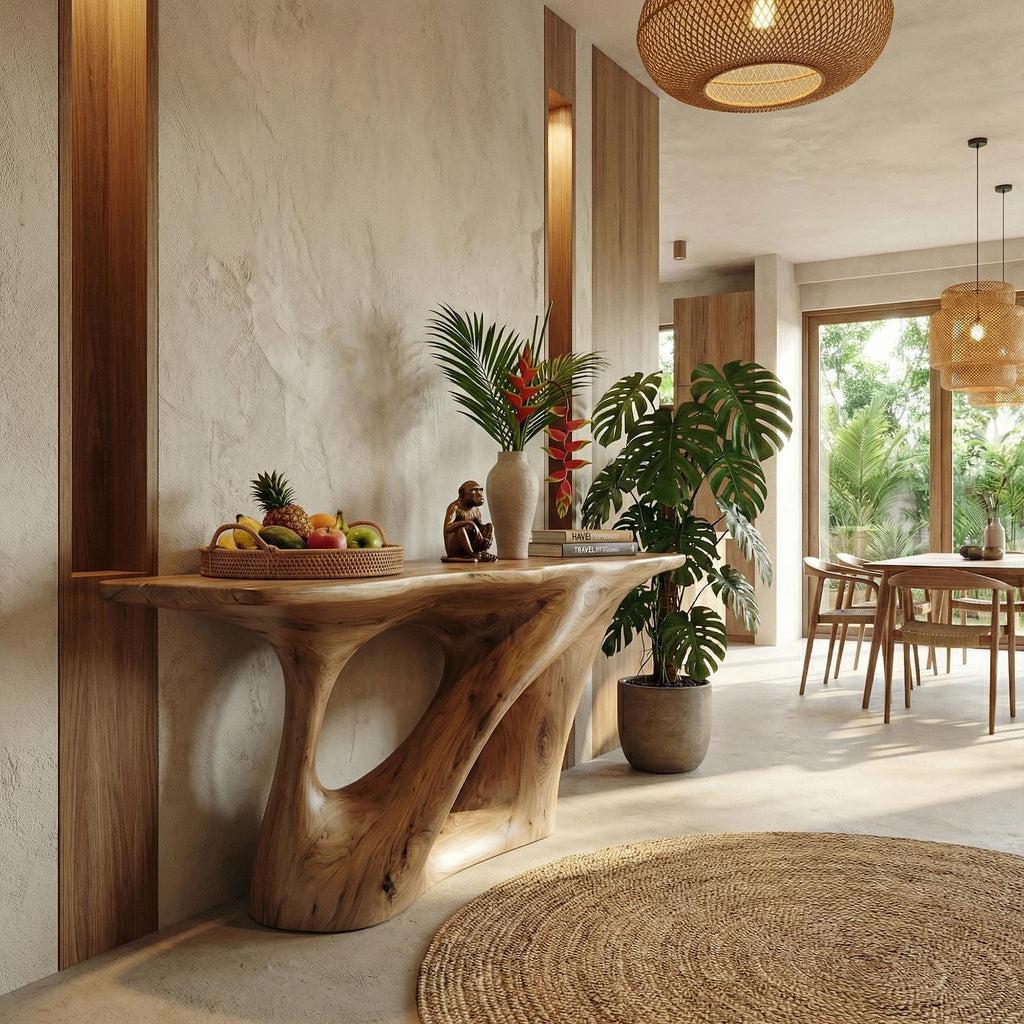 Organic Twisted Base Console Table Entryway Hallway Living Room