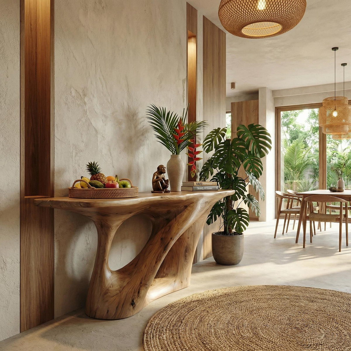 Organic Twisted Base Console Table Entryway Hallway Living Room