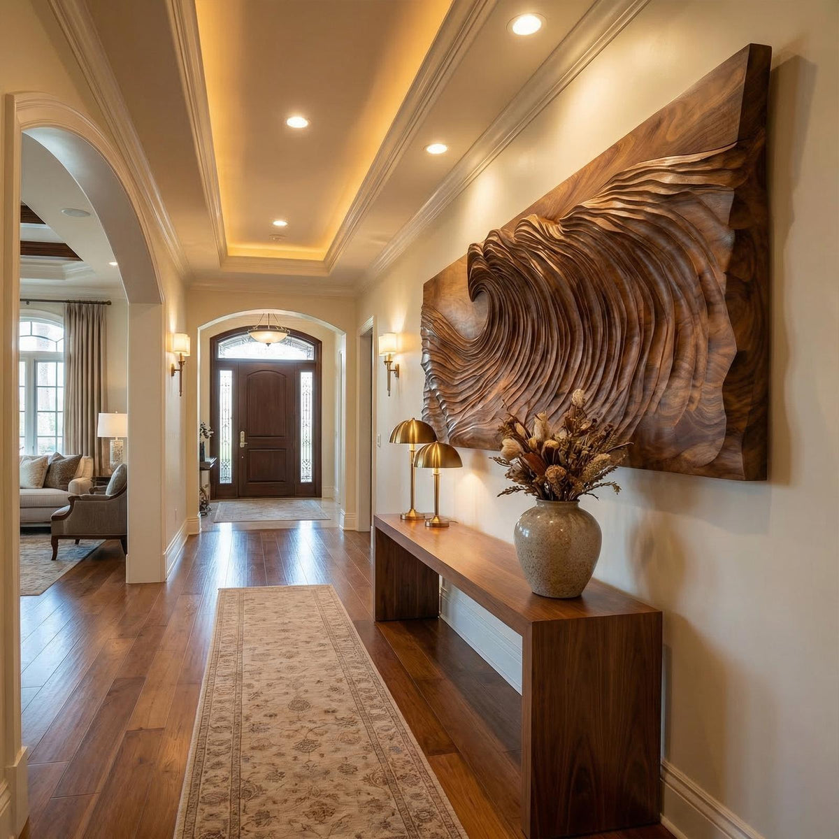Modern Ocean Wave Wood Wall Art Living Room Wall Decor