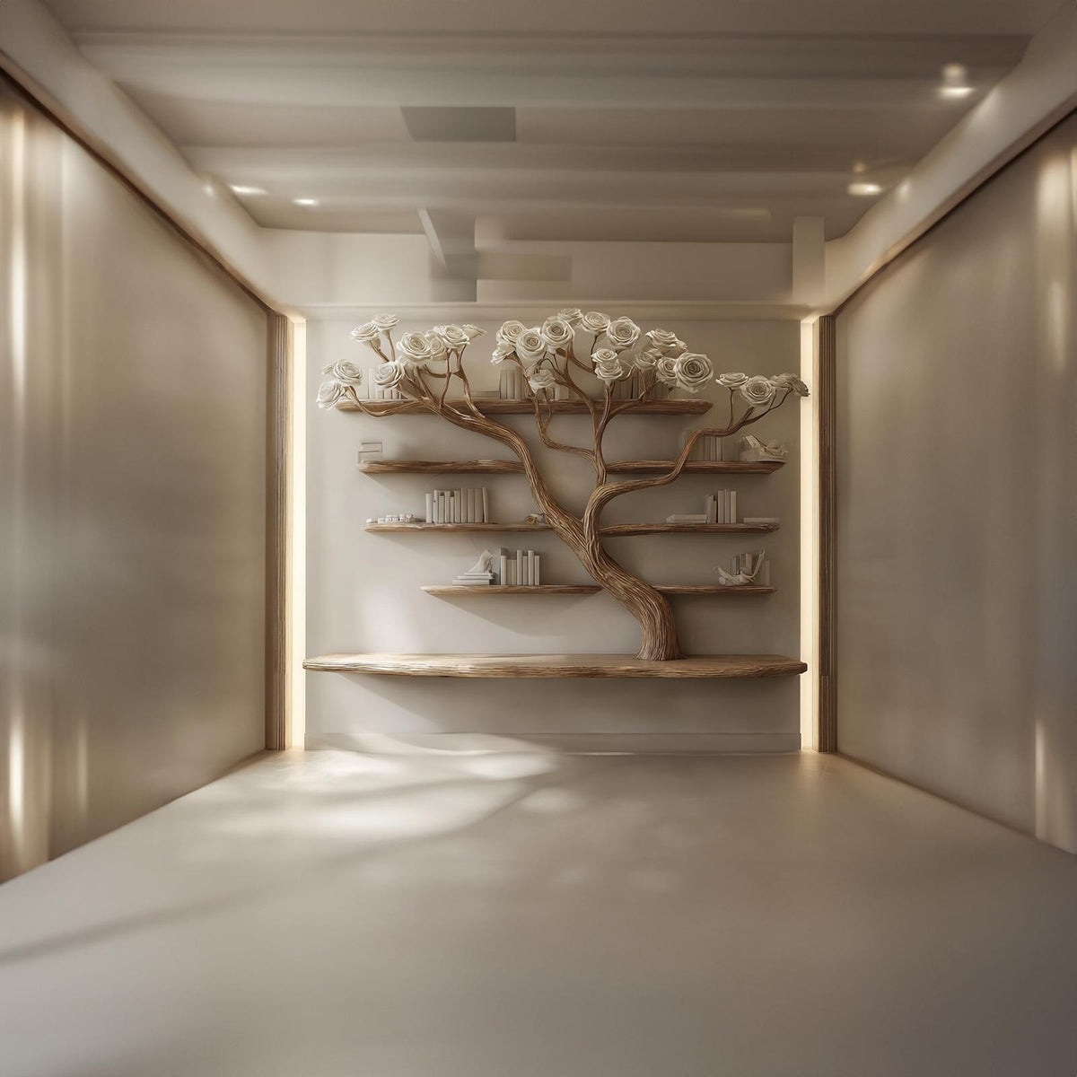 Rustic Tree Wall Bookcase Bedroom Decor
