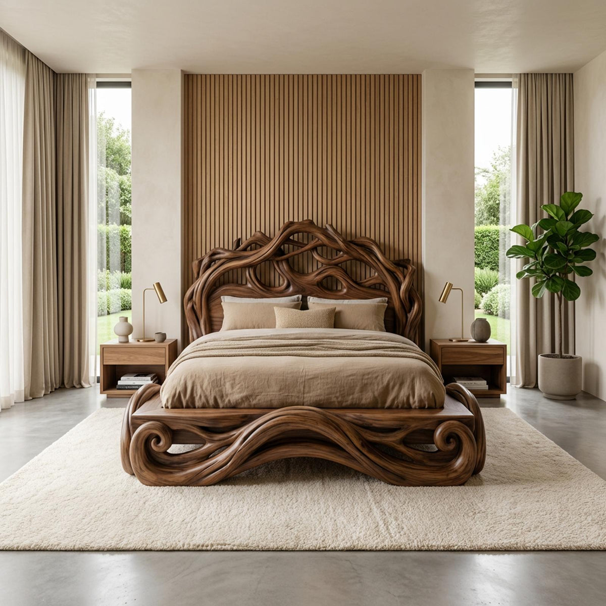 Rustic Platform Style Bed For Bedroom Or Private Room