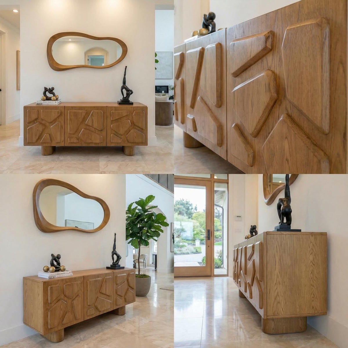 Minimalist Solid Wood Storage Cabinet, Modern Clean Structured Sideboard Credenza for Living Room, Hallway