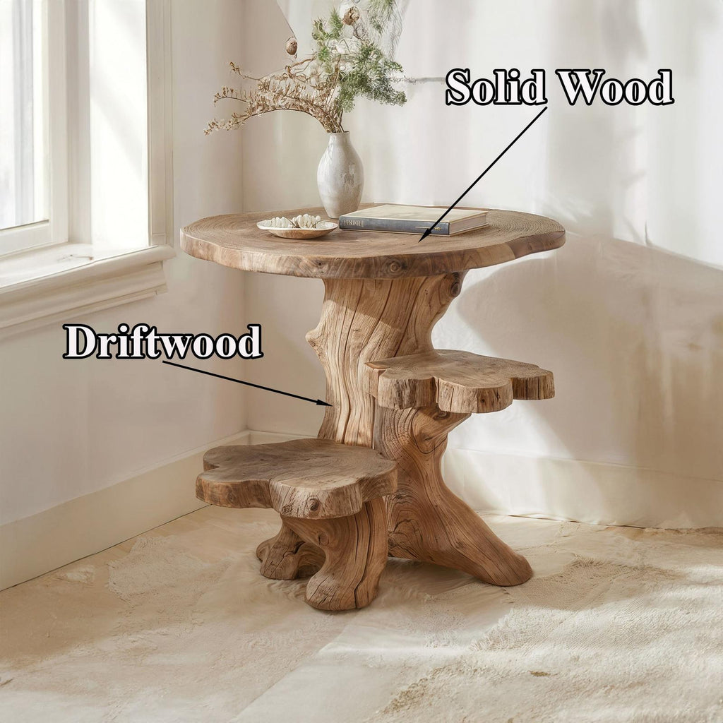 Spry Interior Solid Wood Coffee Table, Rustic Farmhouse Live Edge Central Accent Table Console for Living Room, SILDTCF013