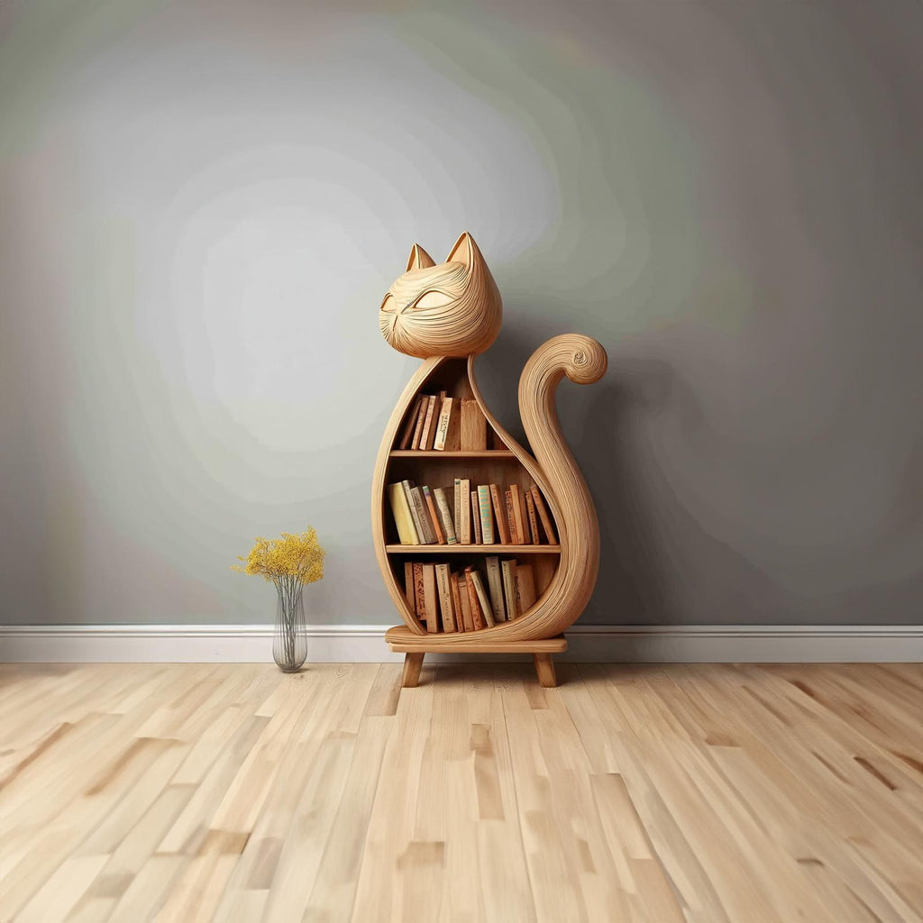 Rustic Cat Bookcase Children Bedroom