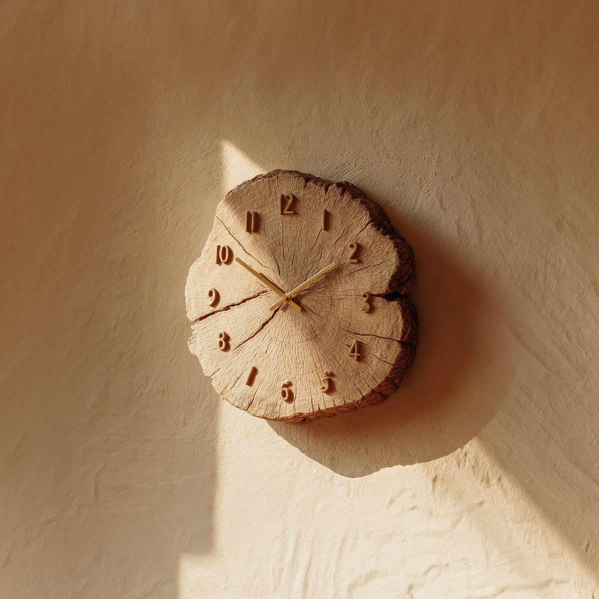 Rustic Solid Wood Slice Wall Clock, Unique Handcrafted Tree Branch Clock for Study Room & Office, Model