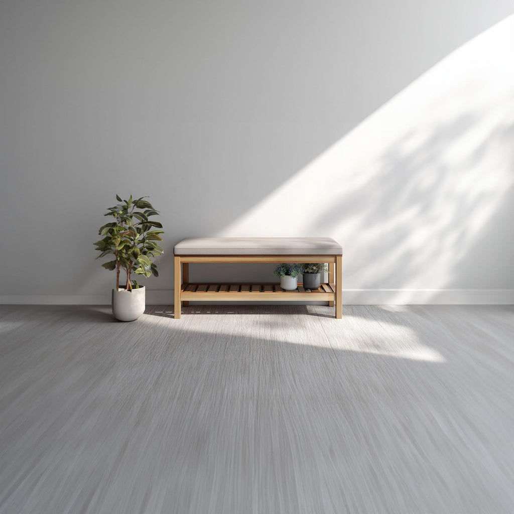 Midcentury Farmhouse Shoe Bench Entryway