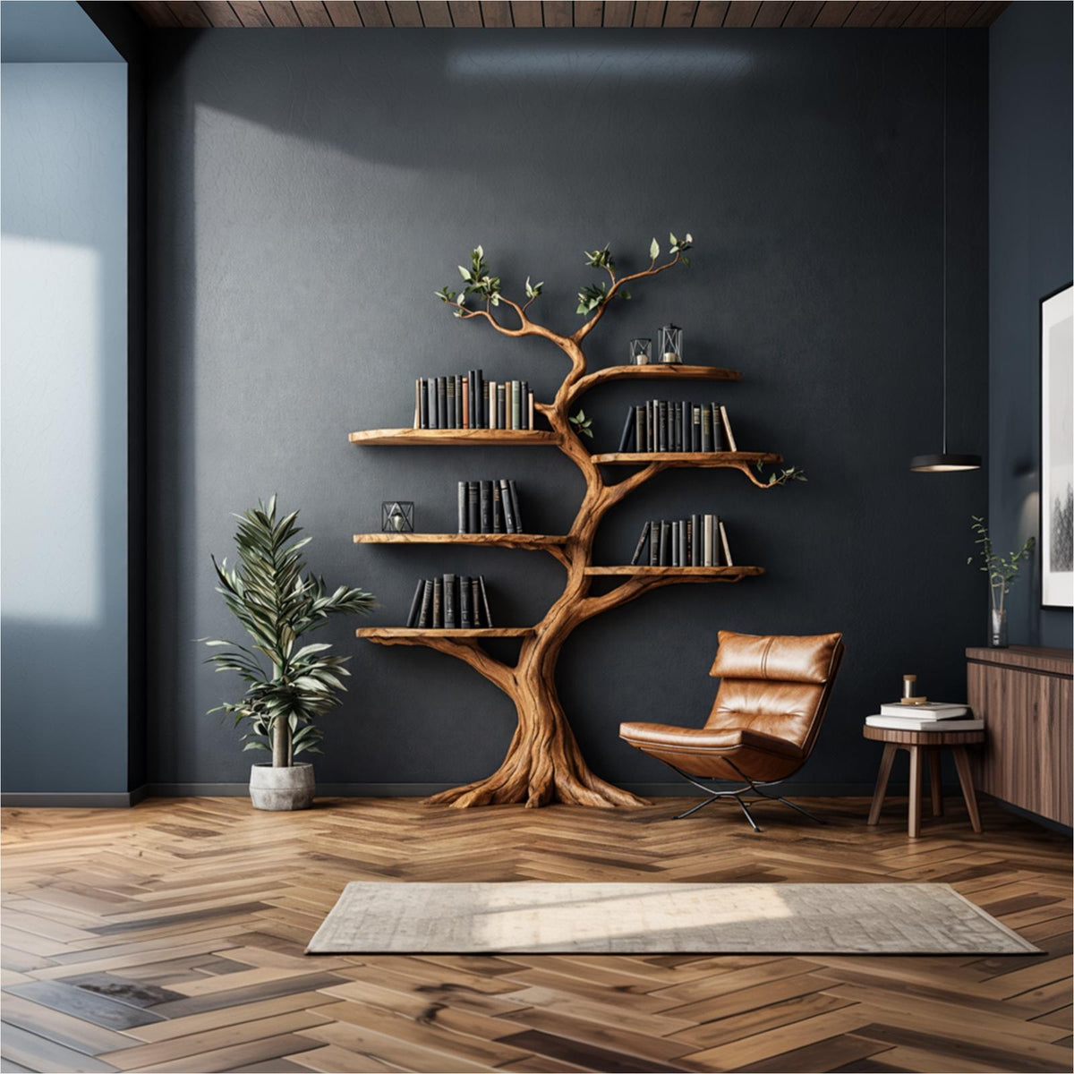Organic Modern Artistic Tree Bookshelf For Living Room