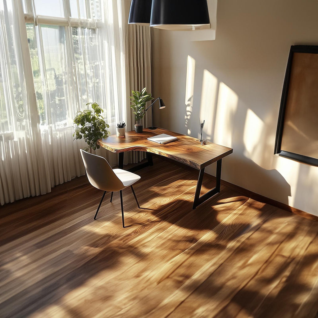 Rustic Artisan Work Desk, Solid Wood Handcrafted Writing Table for Bedroom Study, Reading Room Computer Desk