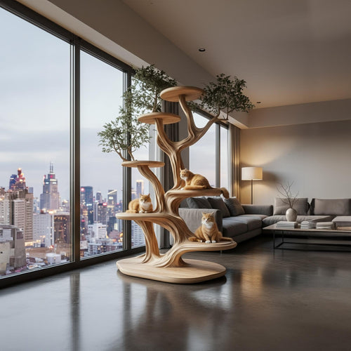 Artistic Cat Tree Organic Multi-Level Climbing Shelf Living Room