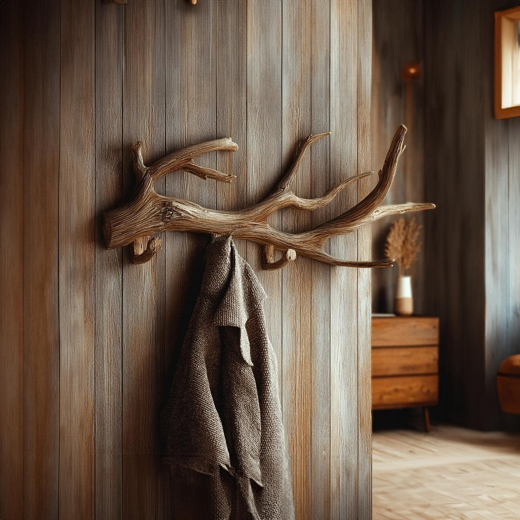 Rustic Tree Branch Wall Hook, Handcrafted Solid Wood Coat Rack, Natural Driftwood Wall Hanger for Entryway Mudroom