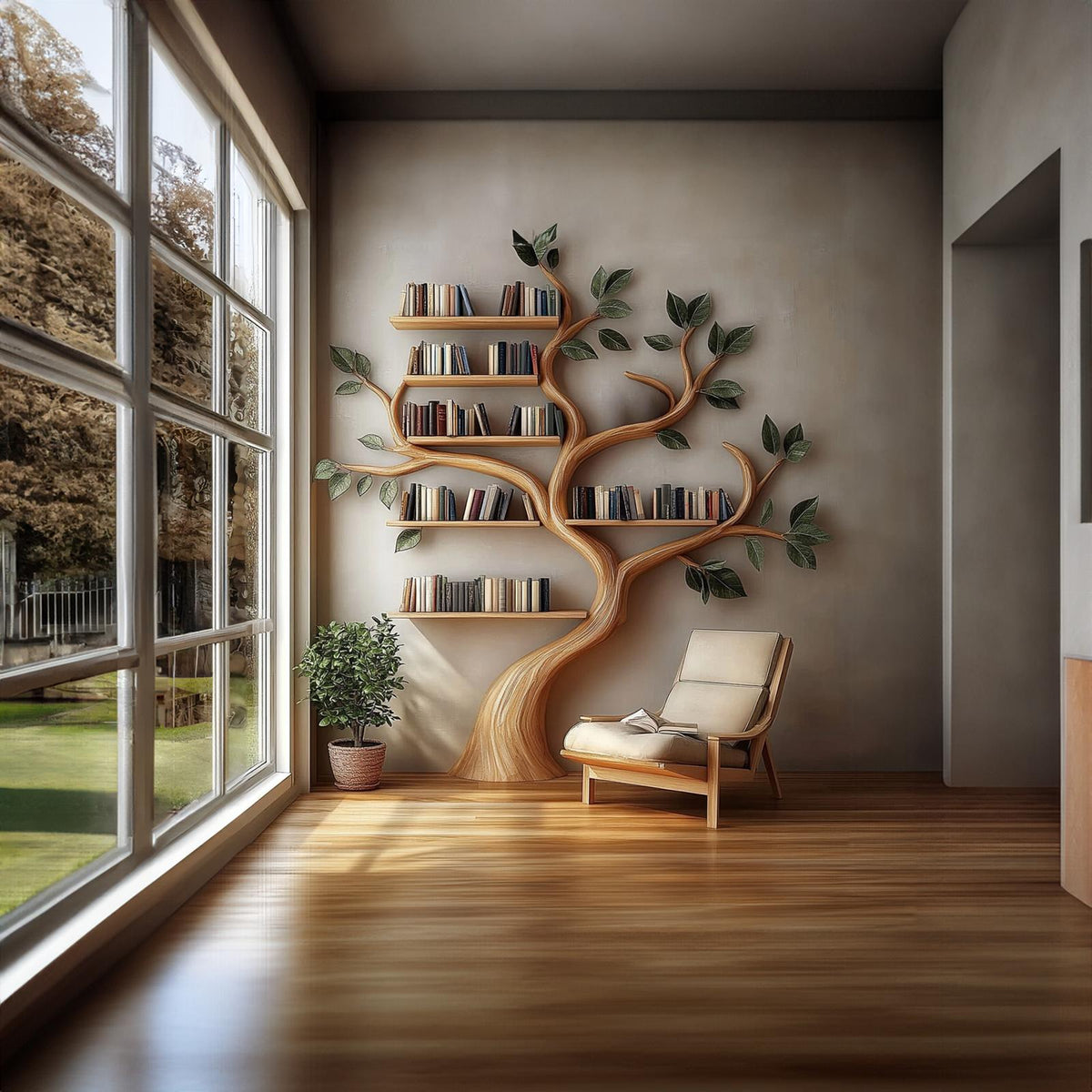 Rustic Branch Bookshelf Bedroom Reading Nook Or Home Library