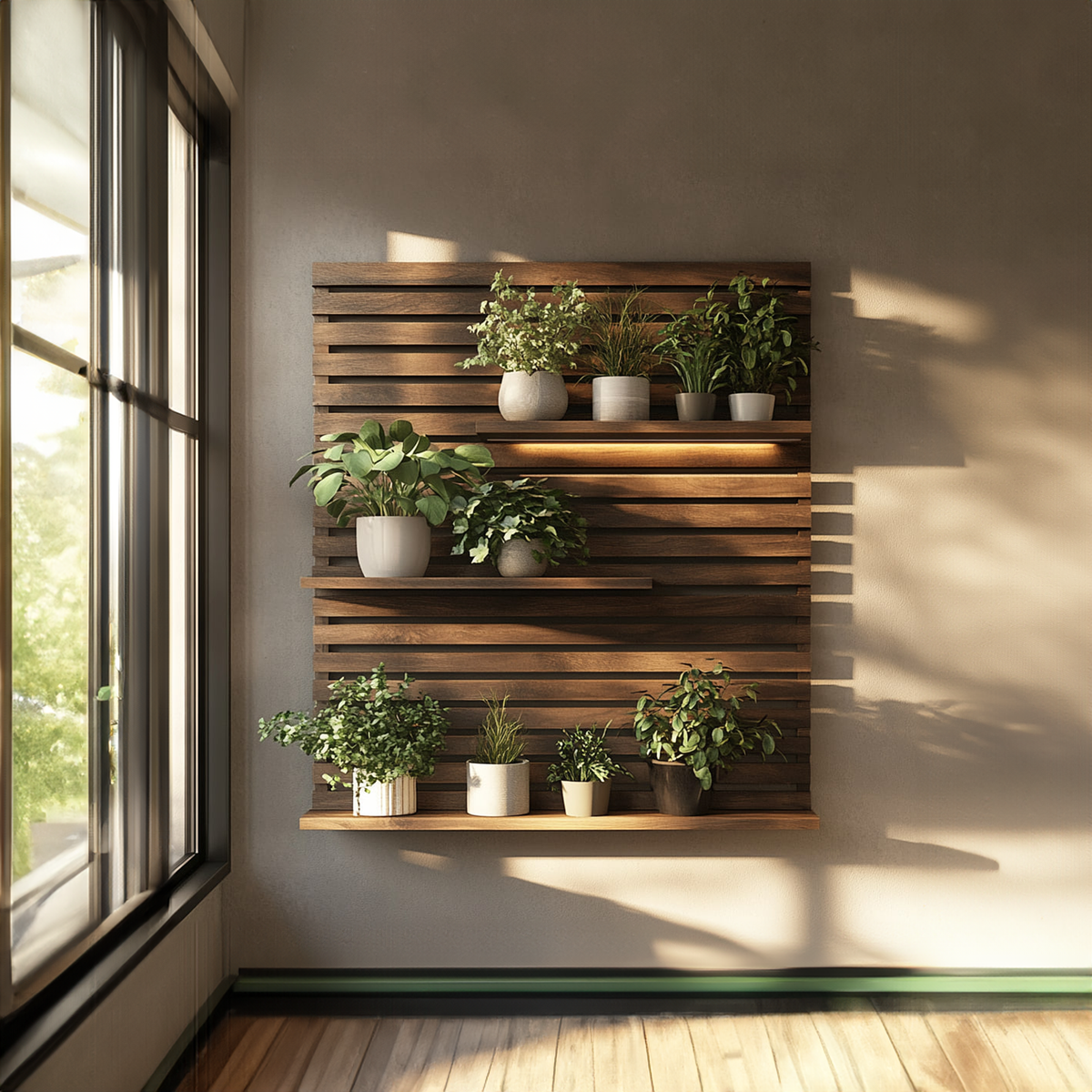 Modern Wooden Wall Planter Shelf Living Room Or Hallway
