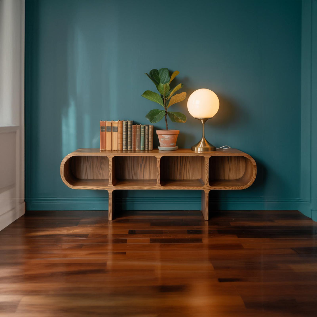 Mid Century Modern Wood Storage Console, Accent Credenza Sideboard with Cabinets for Living Room & Bedroom