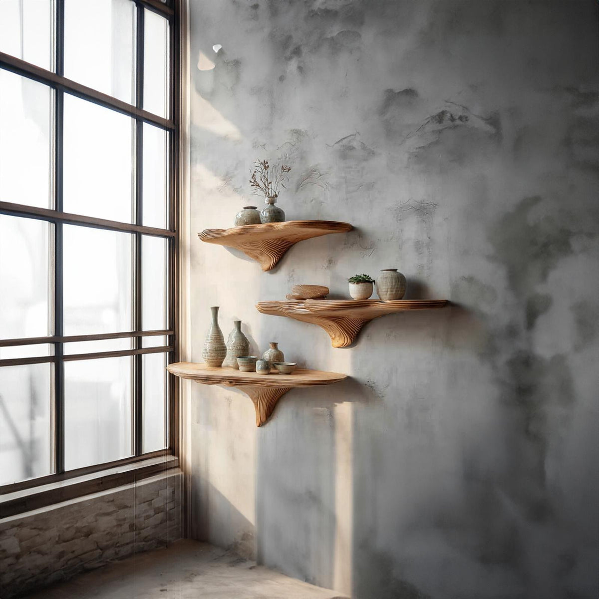Rustic Mushroom Wall Shelf Bedroom