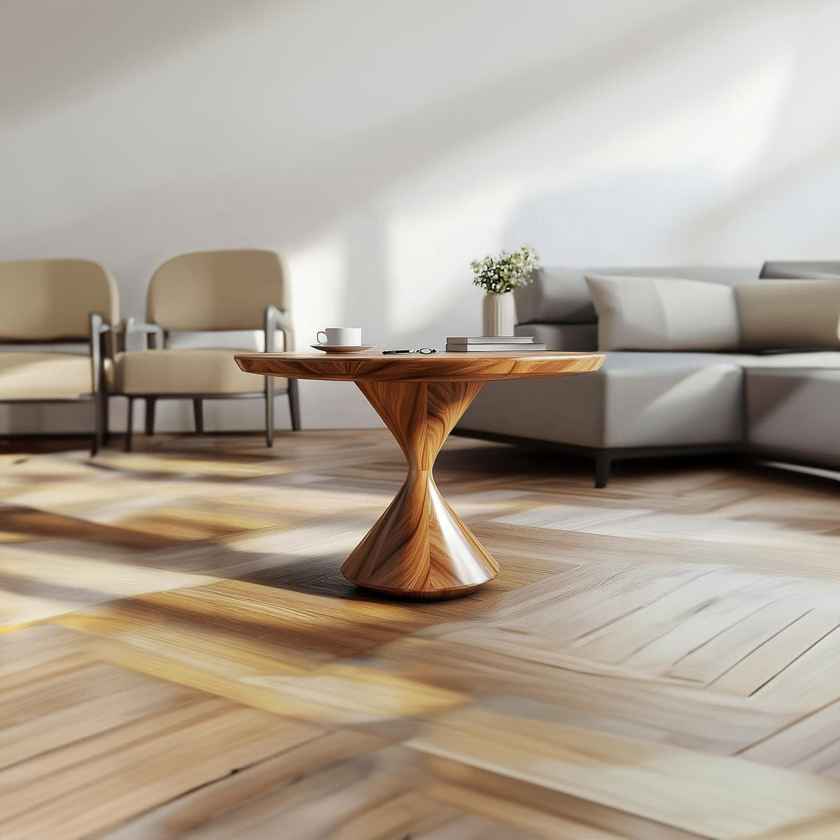 Mid Century Hourglass Coffee Table Living Room Office Room