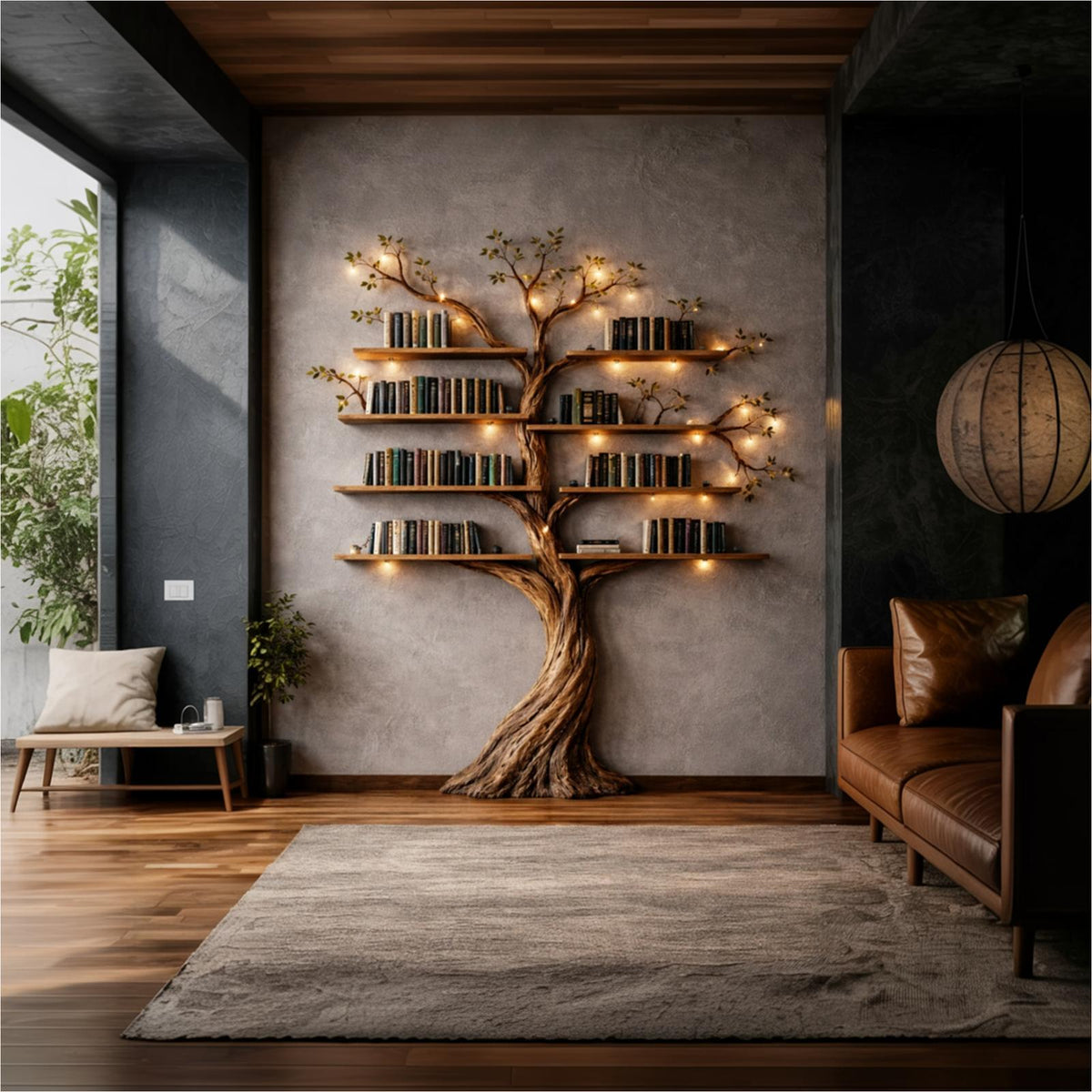 Rustic Nature Inspired Tree Bookshelf For Home