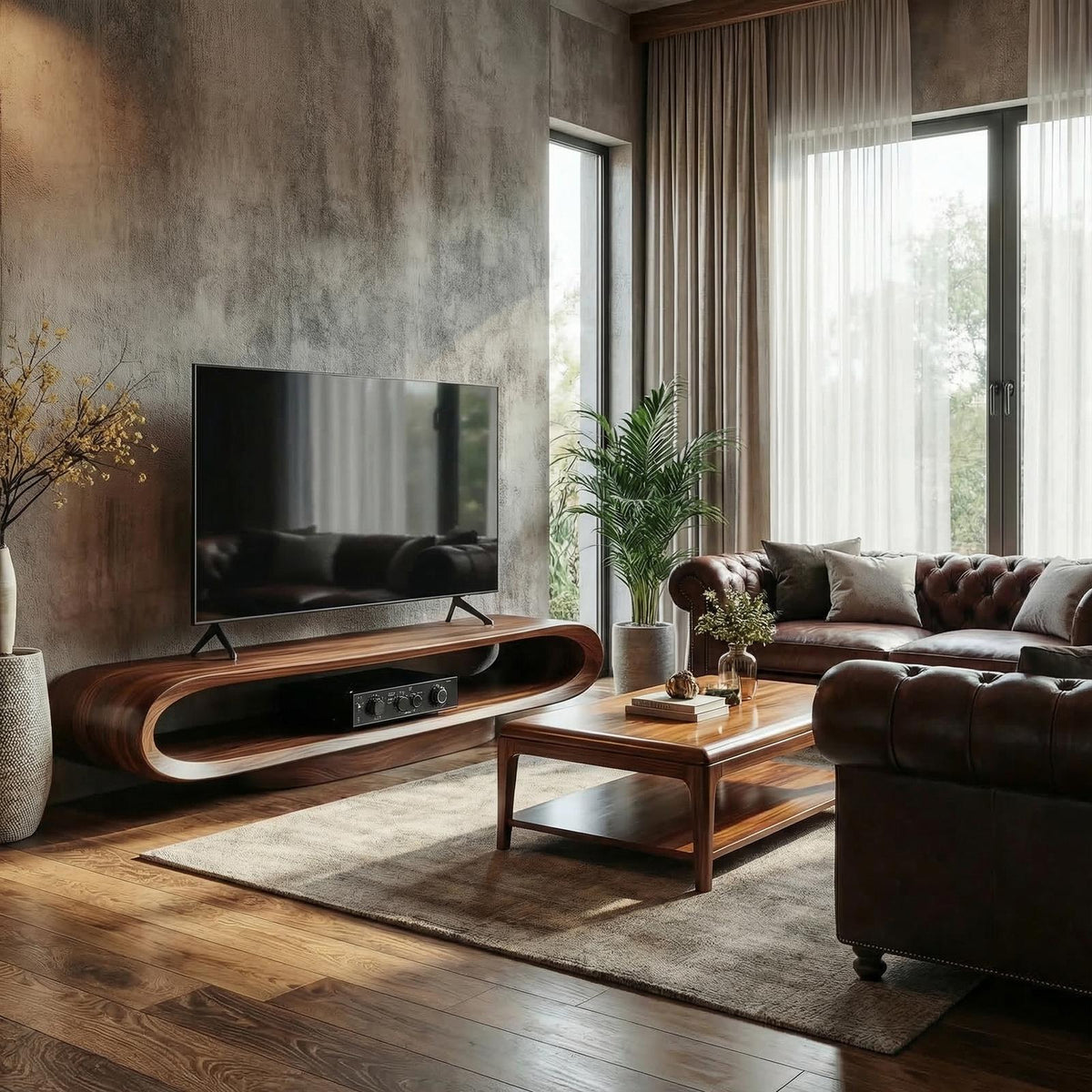 Artistic Curved TV Stand Entertainment Living Room And Lounge