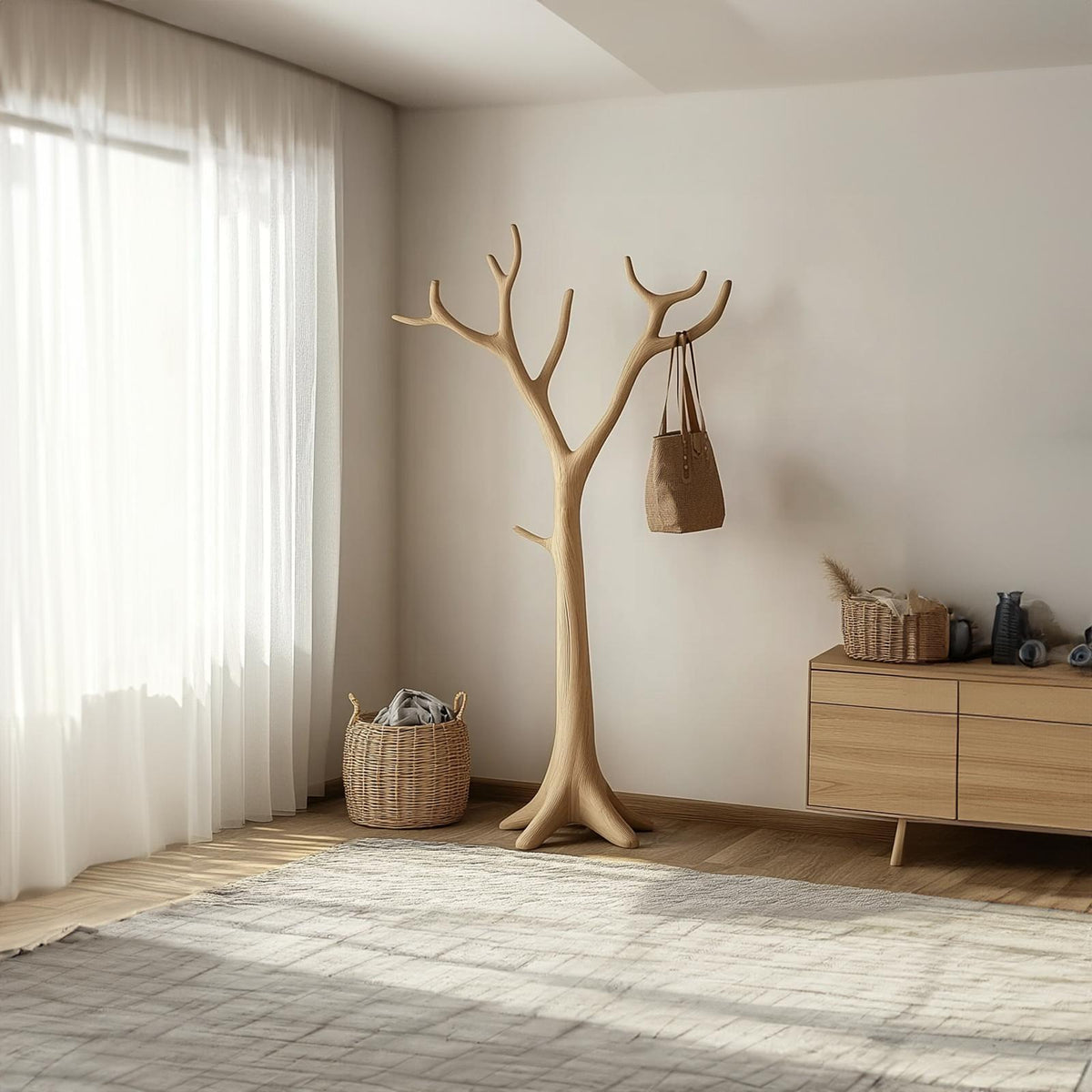 Rustic Tree Coat Stand Entryway Closet