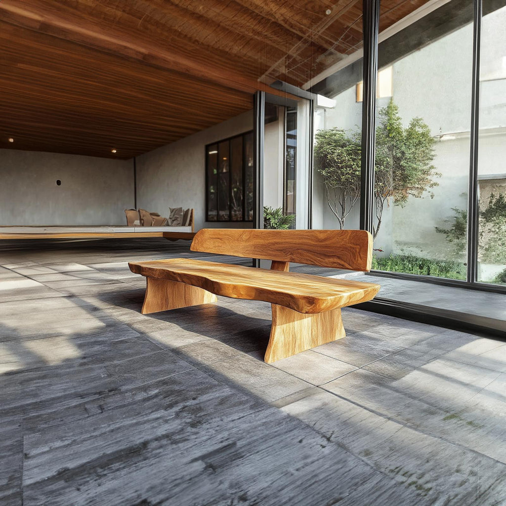Modern Rustic Wood Bench Patio Indoor Outdoor