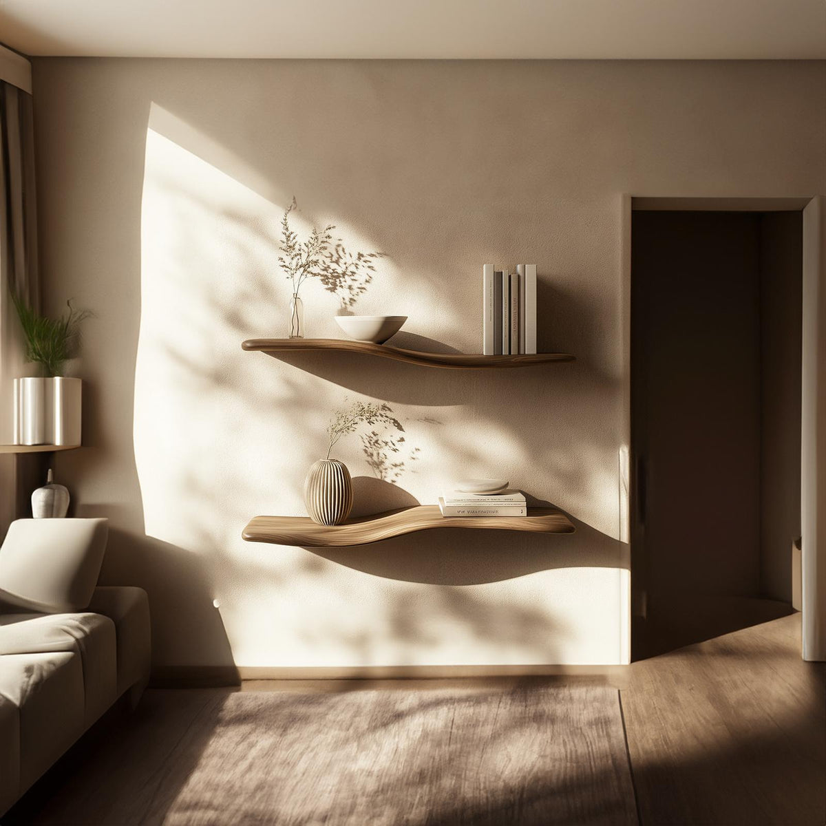 Rustic Curved Floating Shelf Handcrafted For Cozy Home Decor