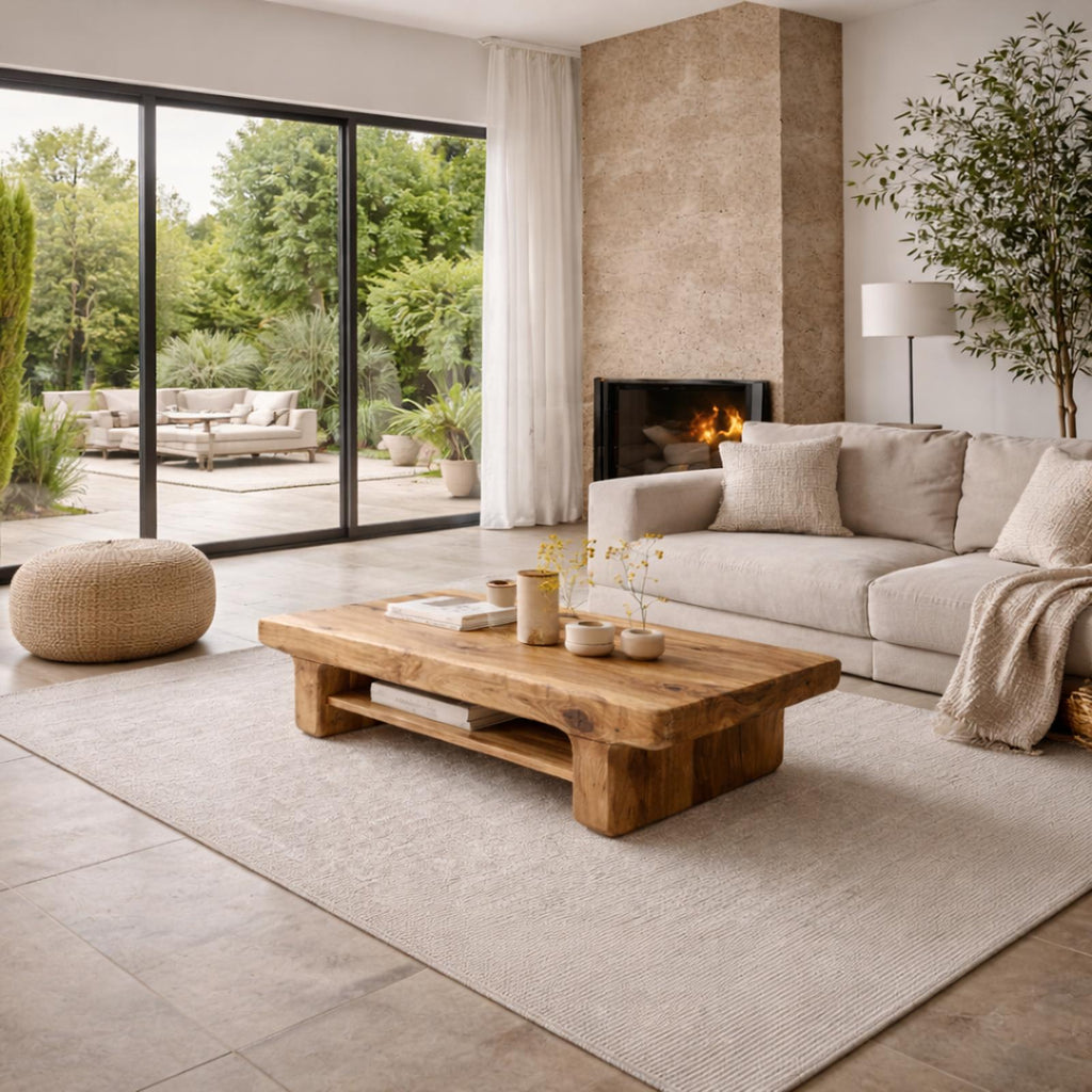 Spry Interior Minimal Solid Wood Coffee Table, Grounded Modern Low-Profile Center Table for Japanese Living Room Decor, SINLKICF313
