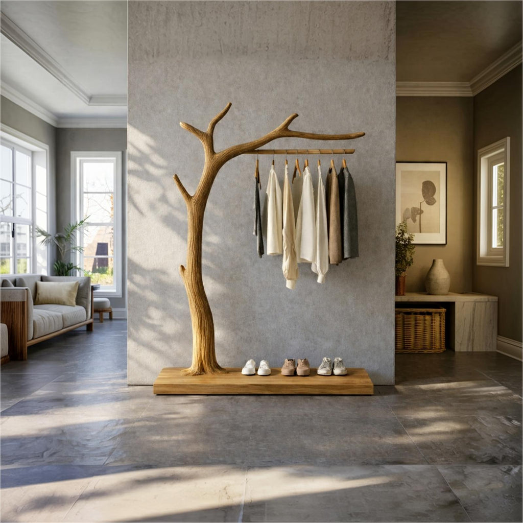 Rustic Wooden Coat Rack Entryway Interior