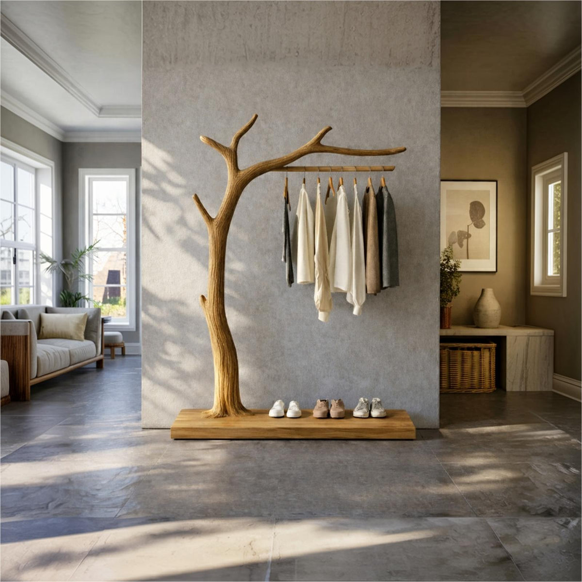 Rustic Wooden Coat Rack Entryway Interior