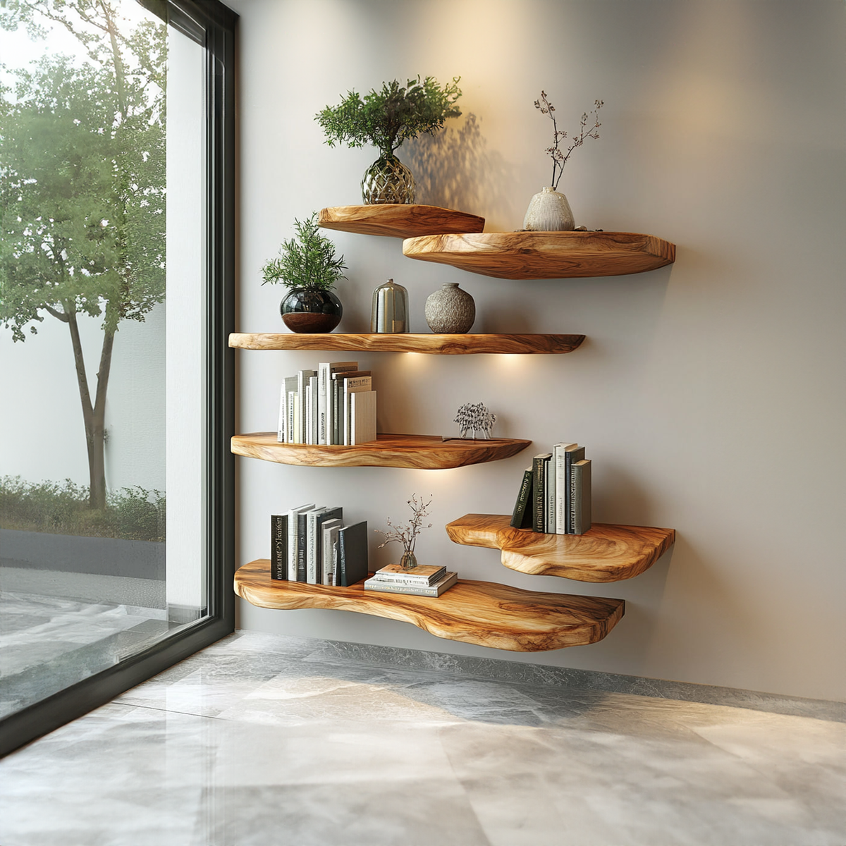Rustic Live Edge Wall Shelf Living Room Or Bedroom