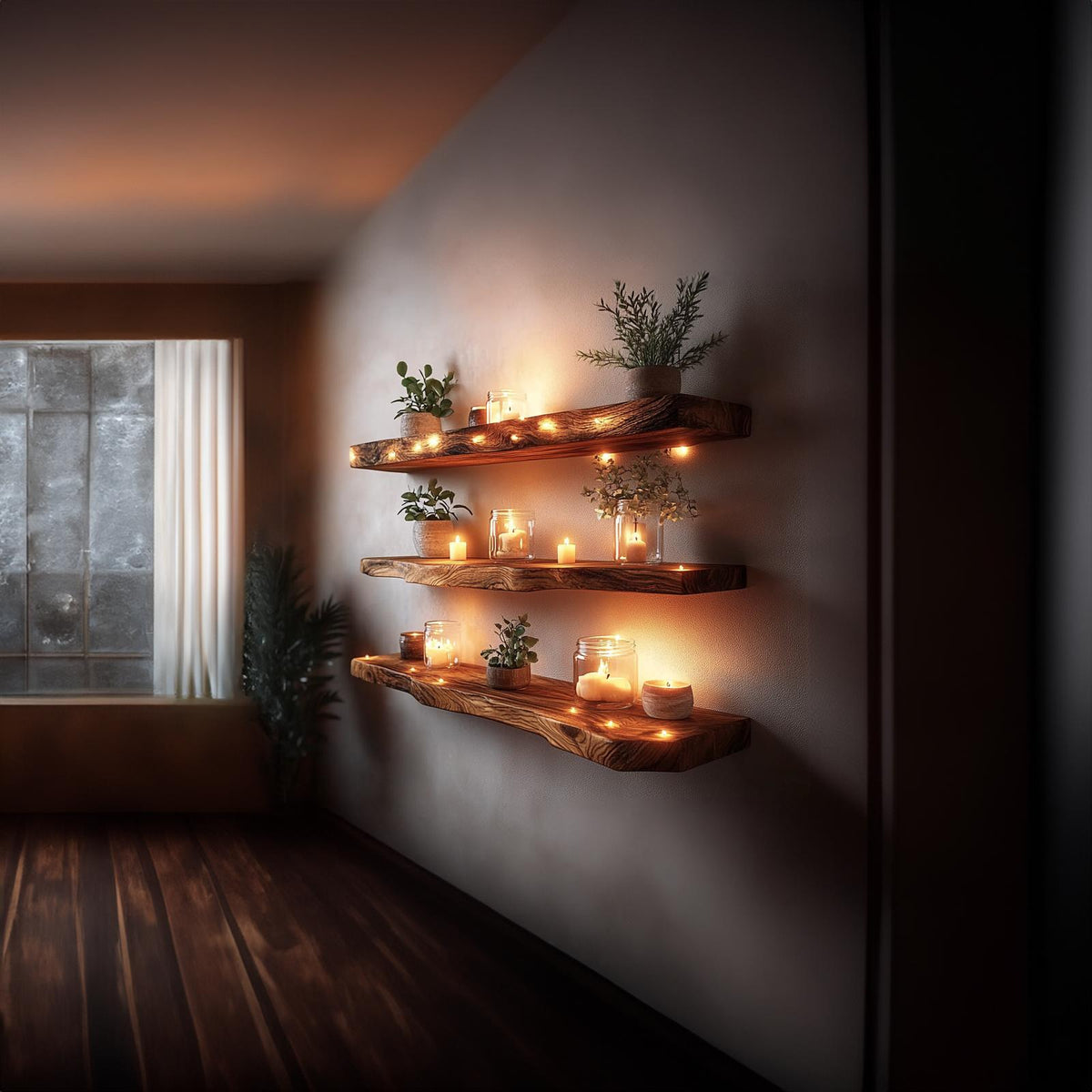 Rustic Floating Shelf Warm Minimal Living Room Or Office