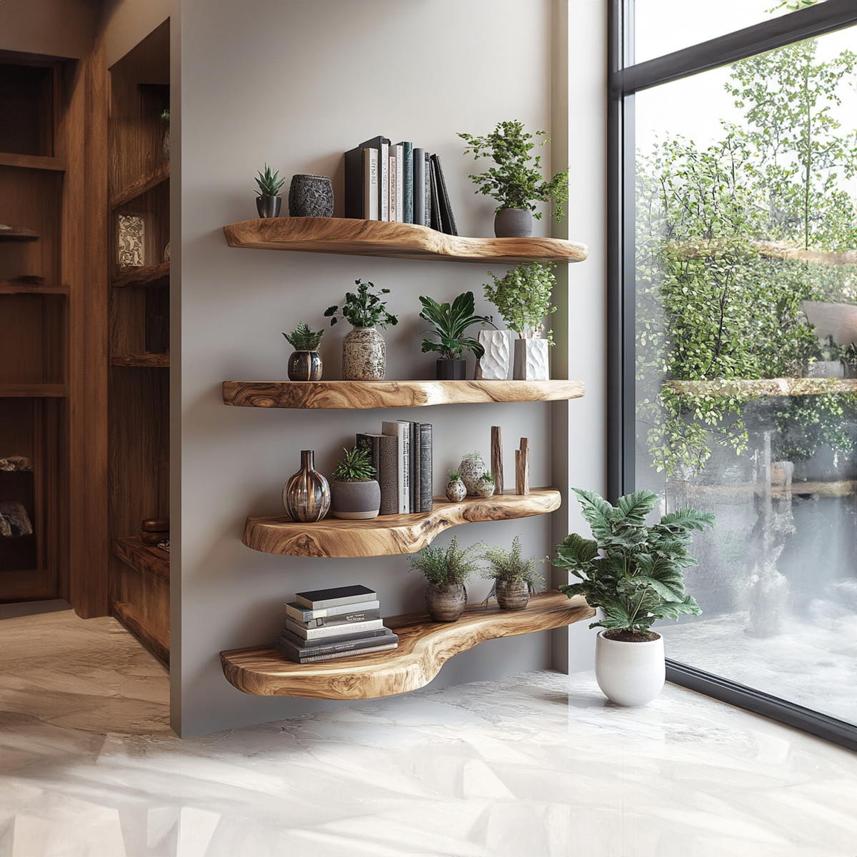 Rustic Live Edge Floating Bookshelf Living Room Or Office