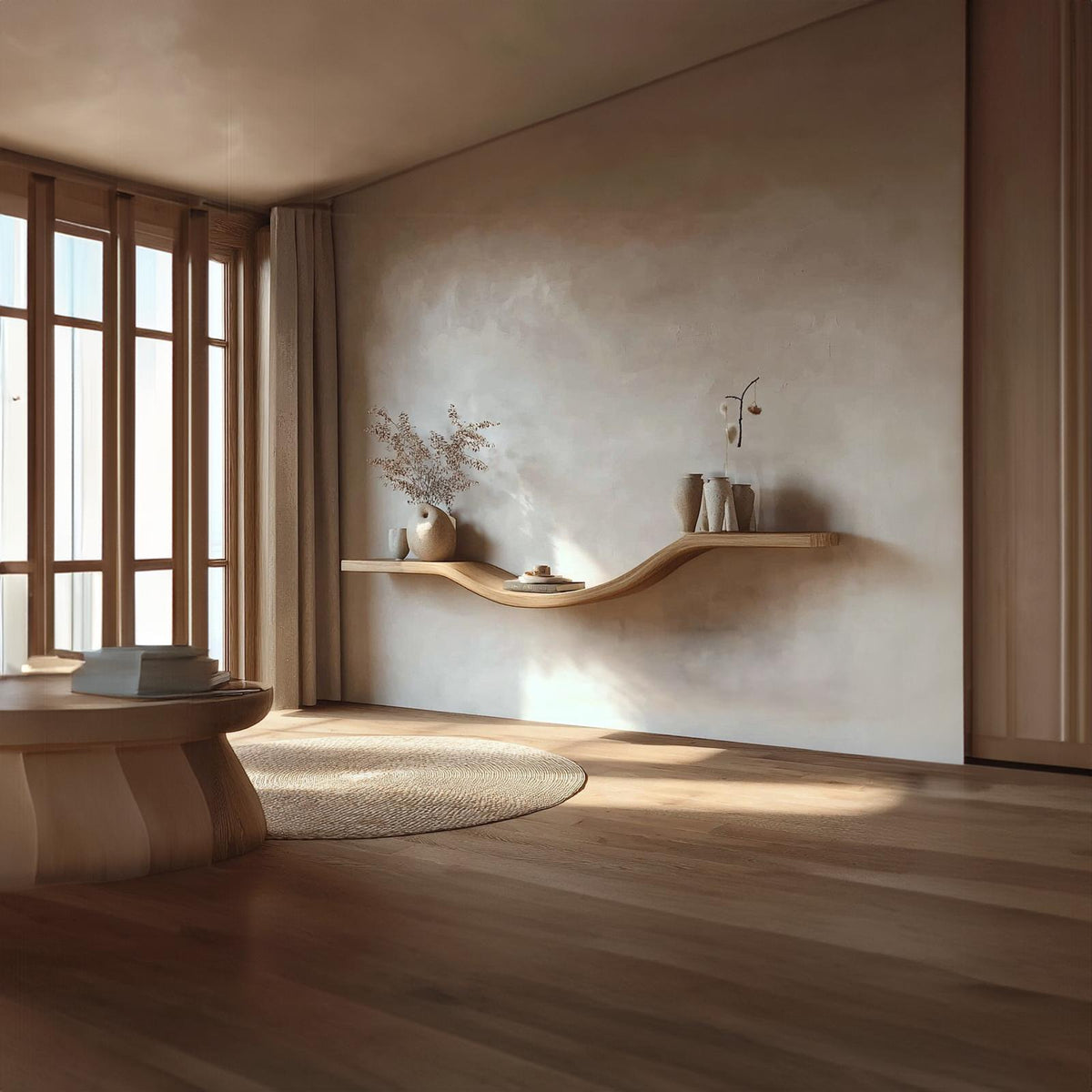 Organic Modern Sculpted Wall Shelf Living Room Or Entryway