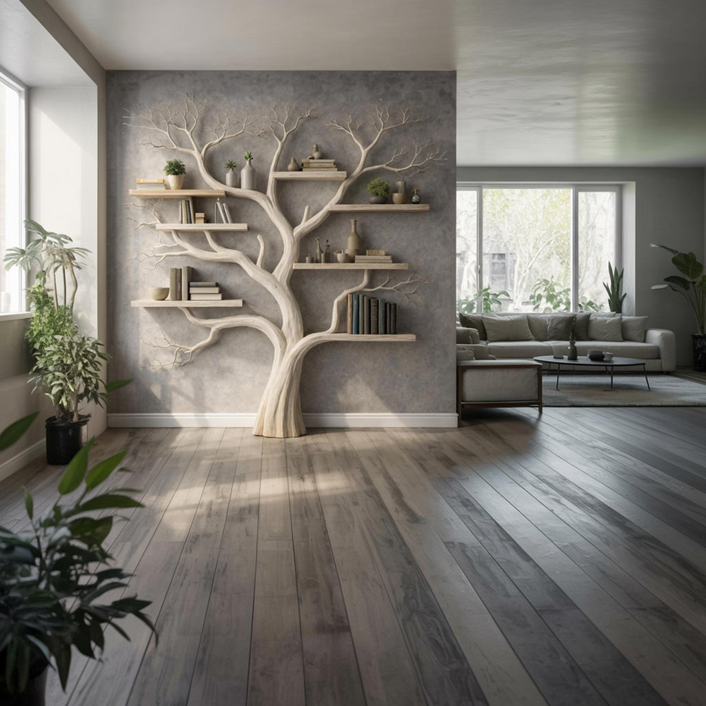 Rustic Wood Tree Bookshelf, Handcrafted Floating Branch Wall Mounted Bookcase for Living Room Bedroom Storage