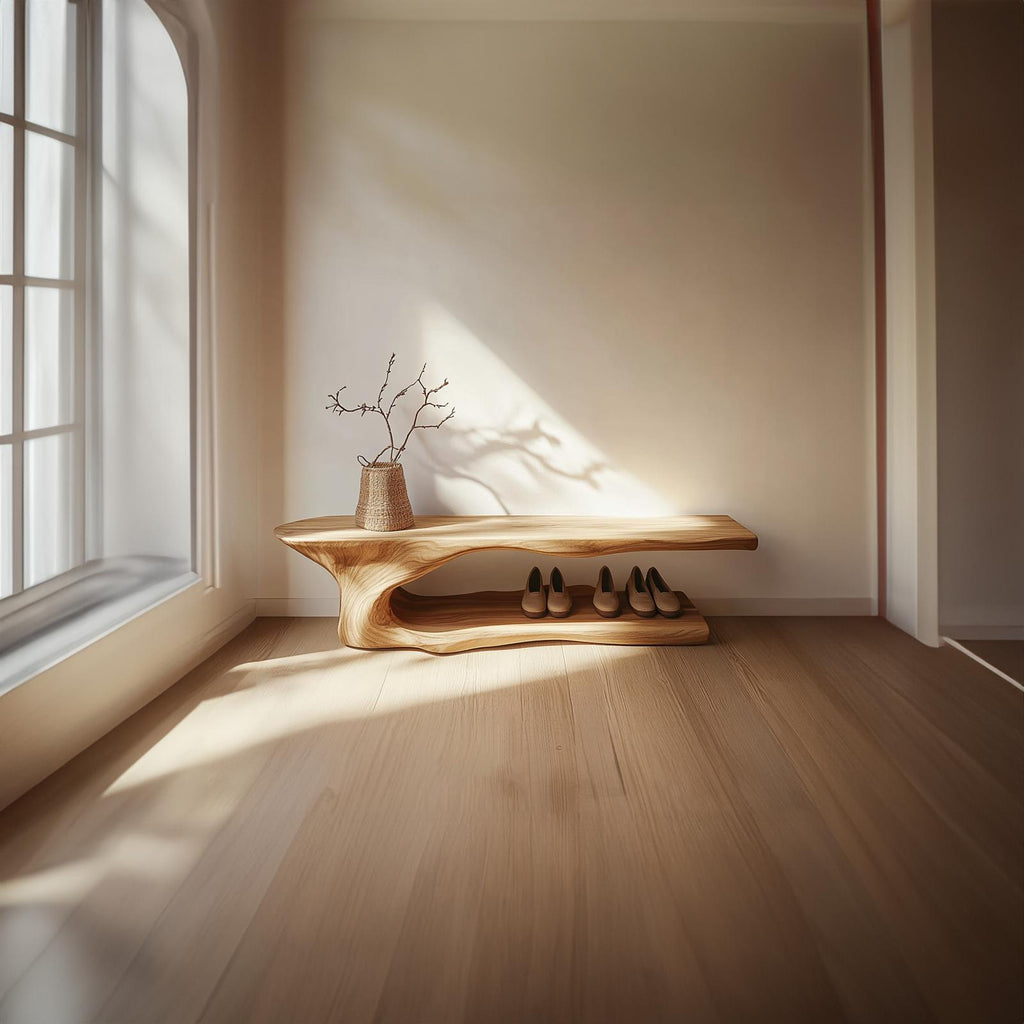 Rustic Solid Timber Shoe Rack Bench Mudroom