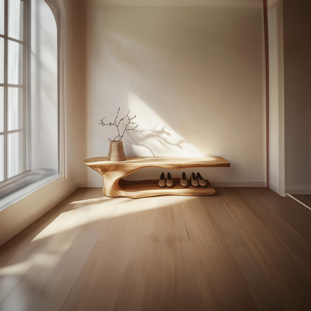 Rustic Solid Timber Shoe Rack Bench Mudroom