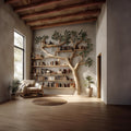 Rustic Tree Bookshelf, Handcrafted Solid Wood Wall Mounted Bookcase & Modern Organizer for Study Room & Living Room Decor