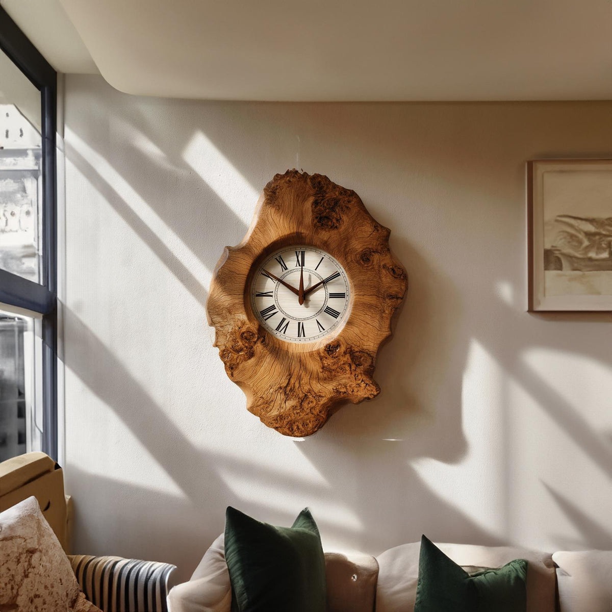 Handcrafted Organic Wood Wall Clock Kitchen Or Dining Room
