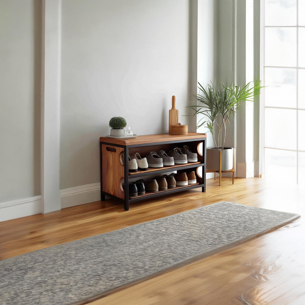 Midcentury Modern Shoe Bench Entryway