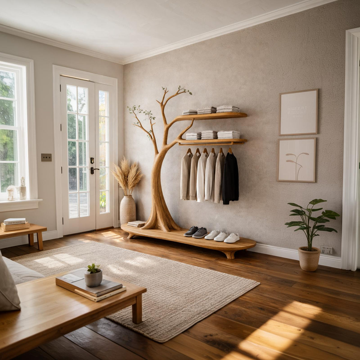 Rustic Tree Coat Rack Entryway Hallway
