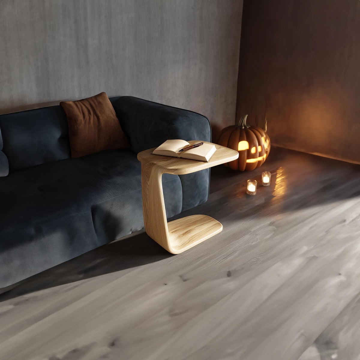 Organic Modern Side Table, Solid Natural Wood Sculptural Accent Table for Living Room, Bedside Nightstand End Table